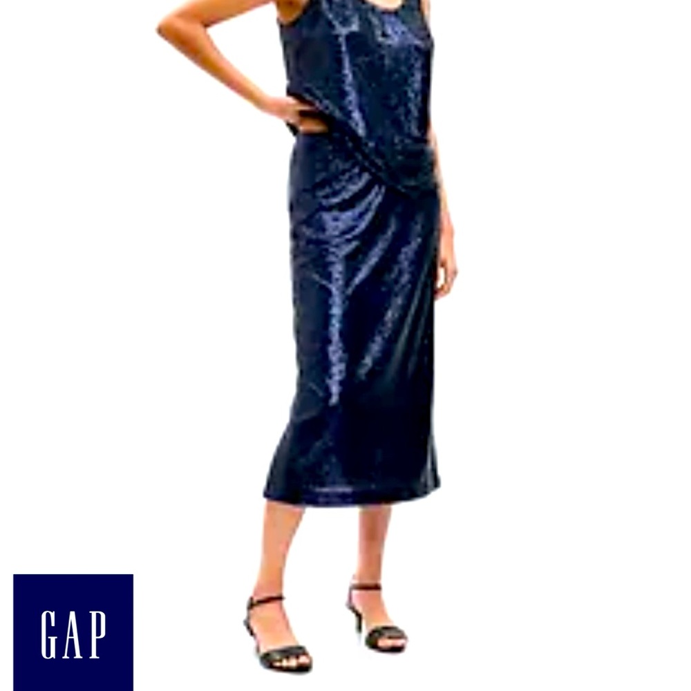 Gap sequin midi pencil skirt. Navy Blue.  Size M